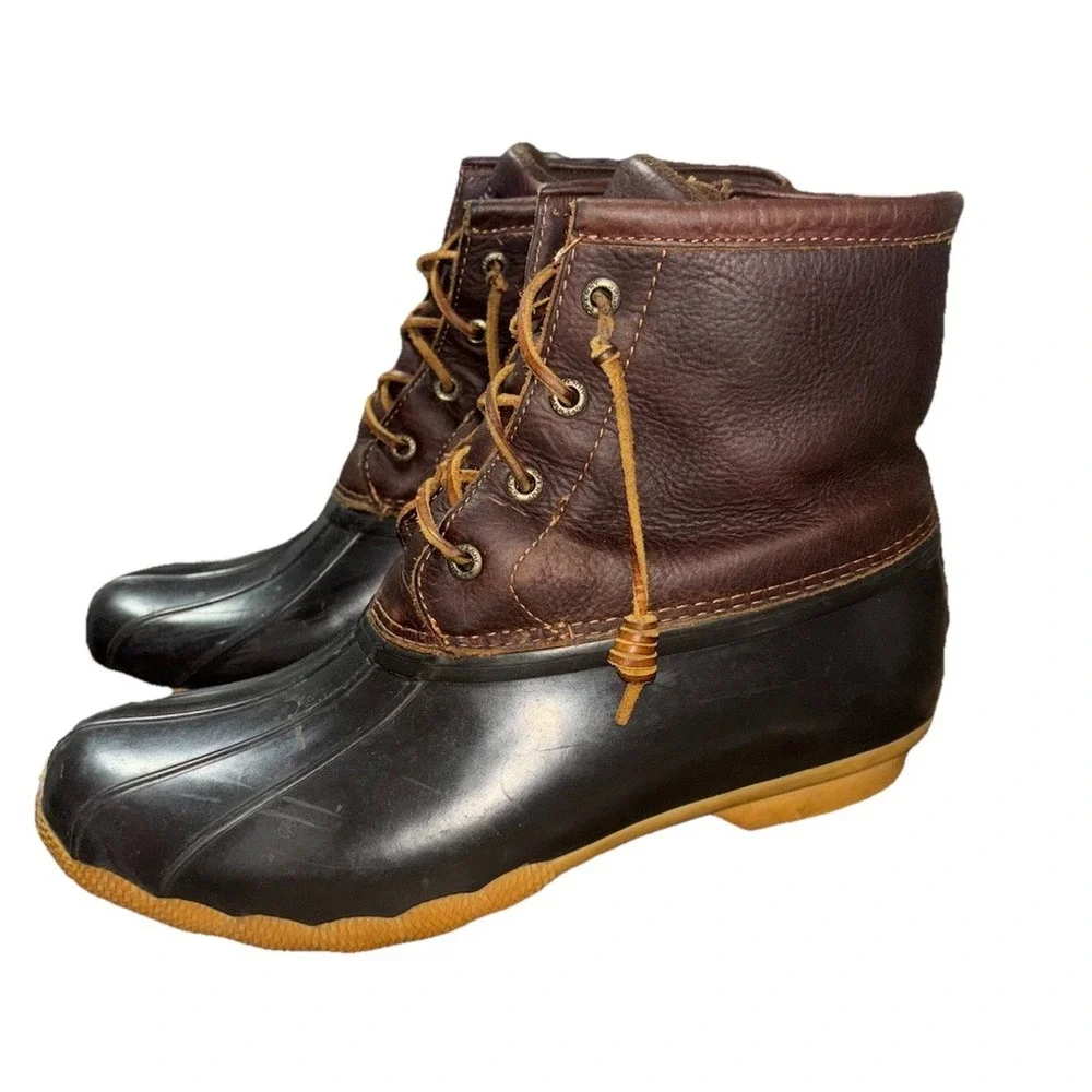 Sperry Top-Sider Women's Size 9.5 M Saltwater Duck Boots Tan Dark Brown STS91176